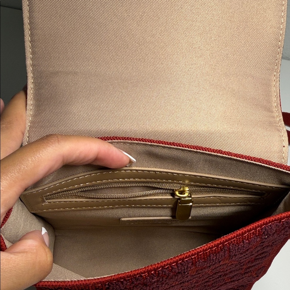 ANTONIO MELANI Red Patterned Top-Handle Satchel - Picture 8 of 9